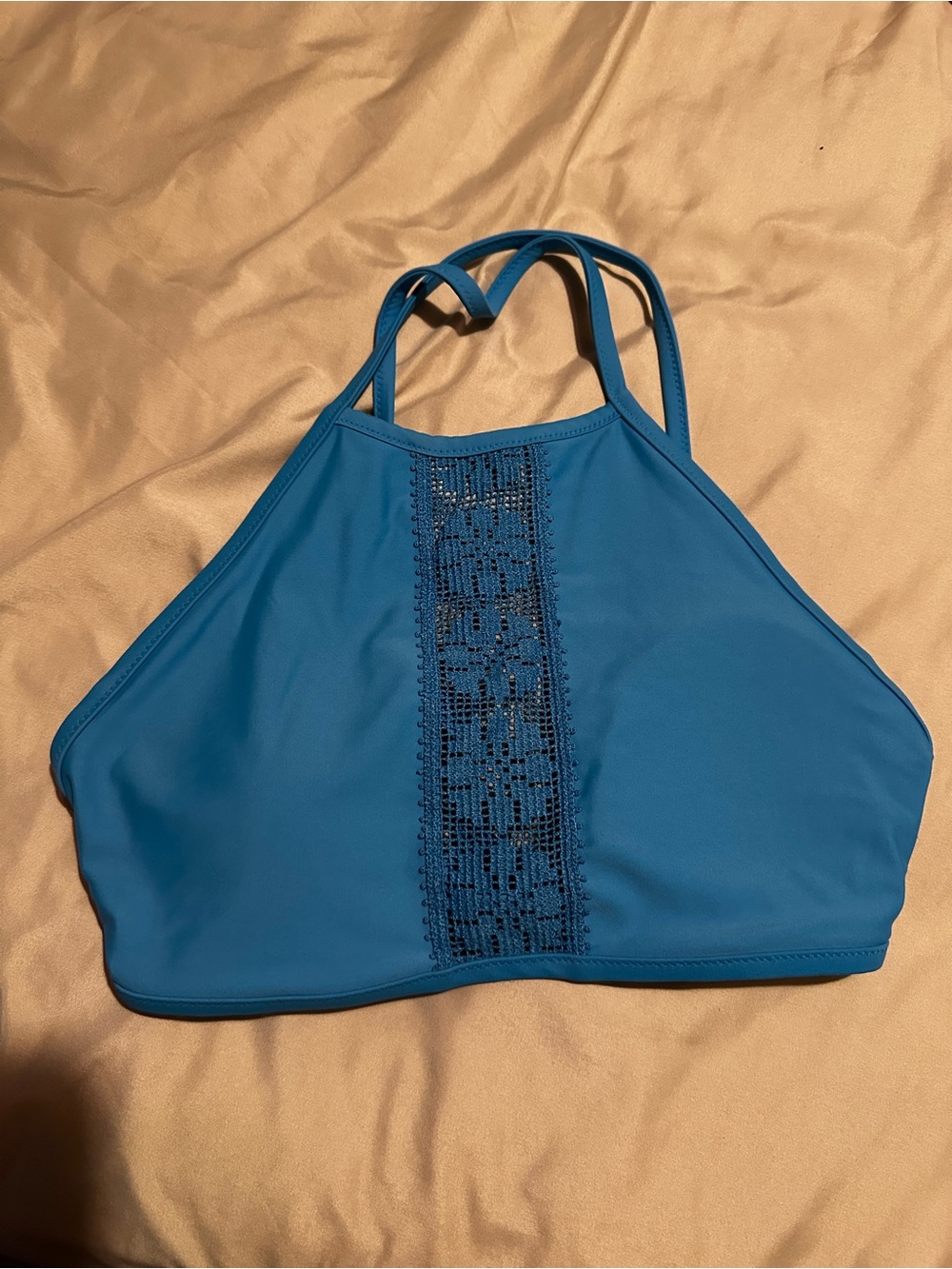 ⭐️ Aerie High-Neck Blue Lace-Trim Bralette